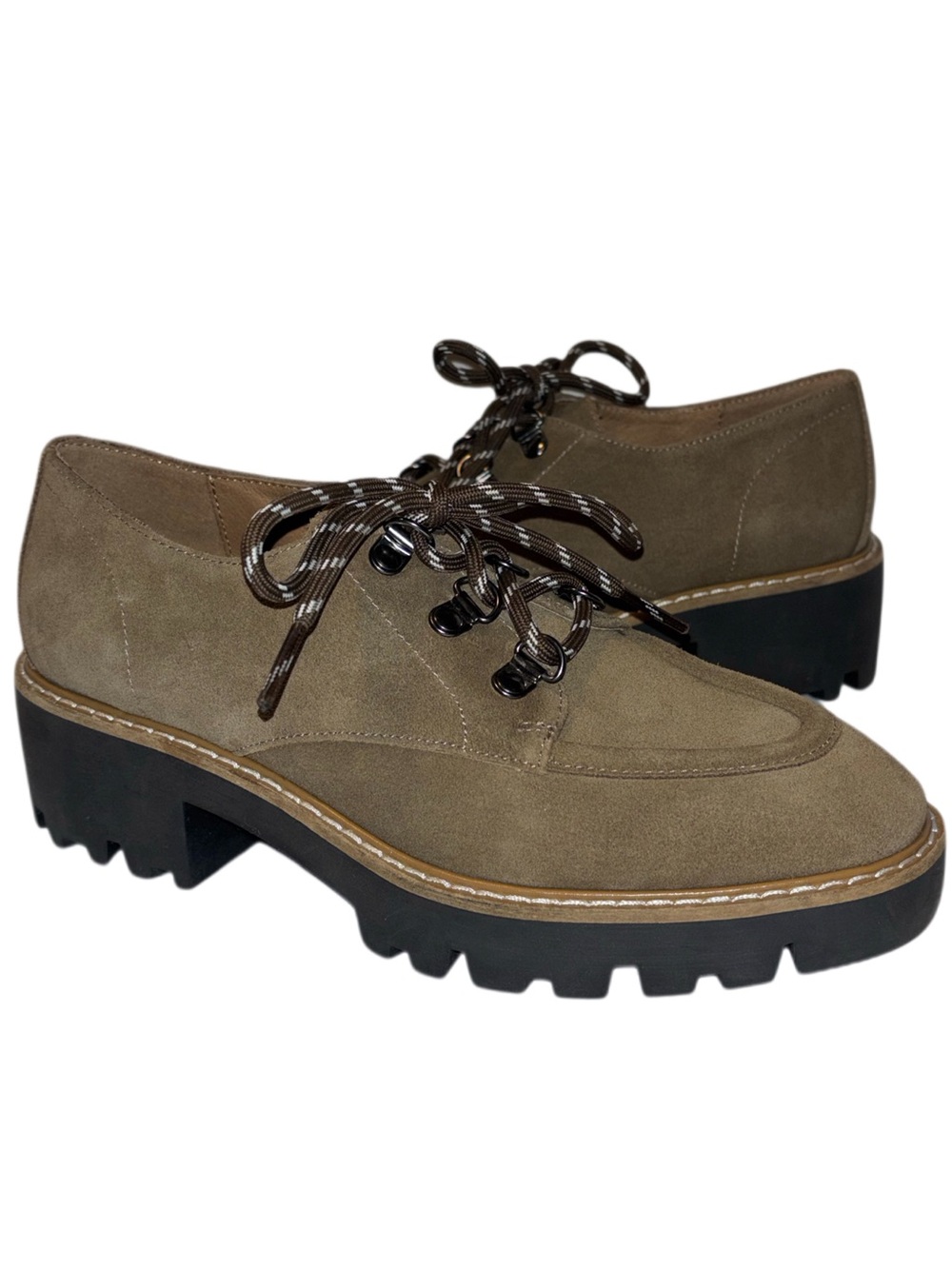 Donald Pliner Evans Oxfords Suede Platform Lug Sole Lace Up Women's Size 6 Brown
